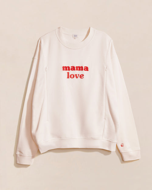 Le sweat d'allaitement Mama love en coton bio - crème et rouge - émoi émoi   - 2 