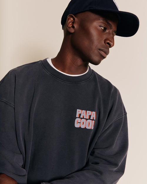 Le sweat Papa cool en coton bio - garment dye stone washed - émoi émoi   - 4 