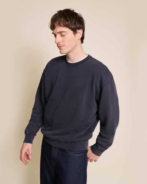 Le sweat Solal en coton bio - garment dye stone washed - émoi émoi   - 4 