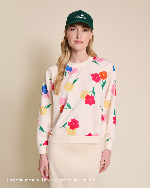 Le sweat Swann en coton bio -  Anémones bouquet - émoi émoi   - 4 