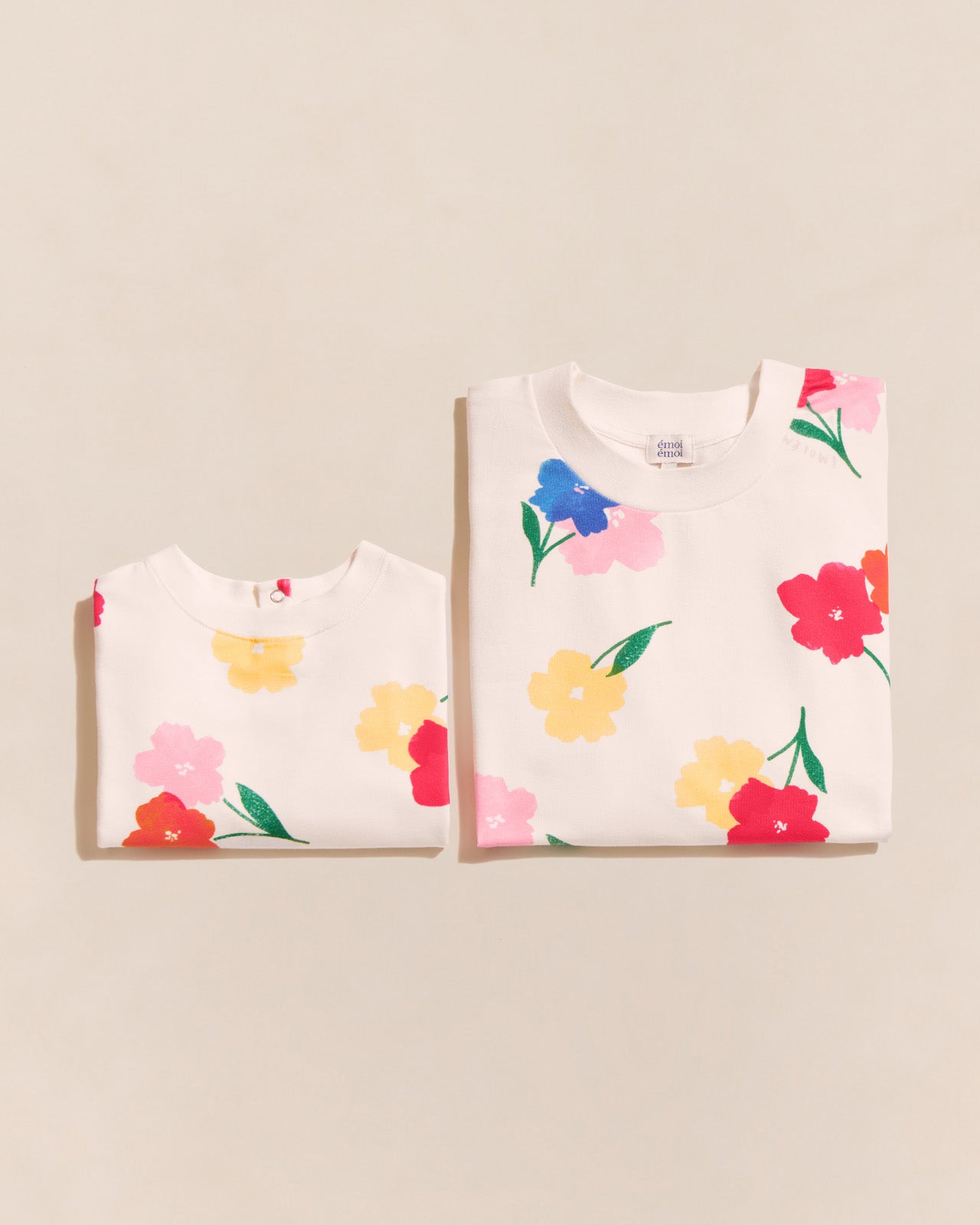 Le duo de sweats Anémones bouquet en coton bio - crème