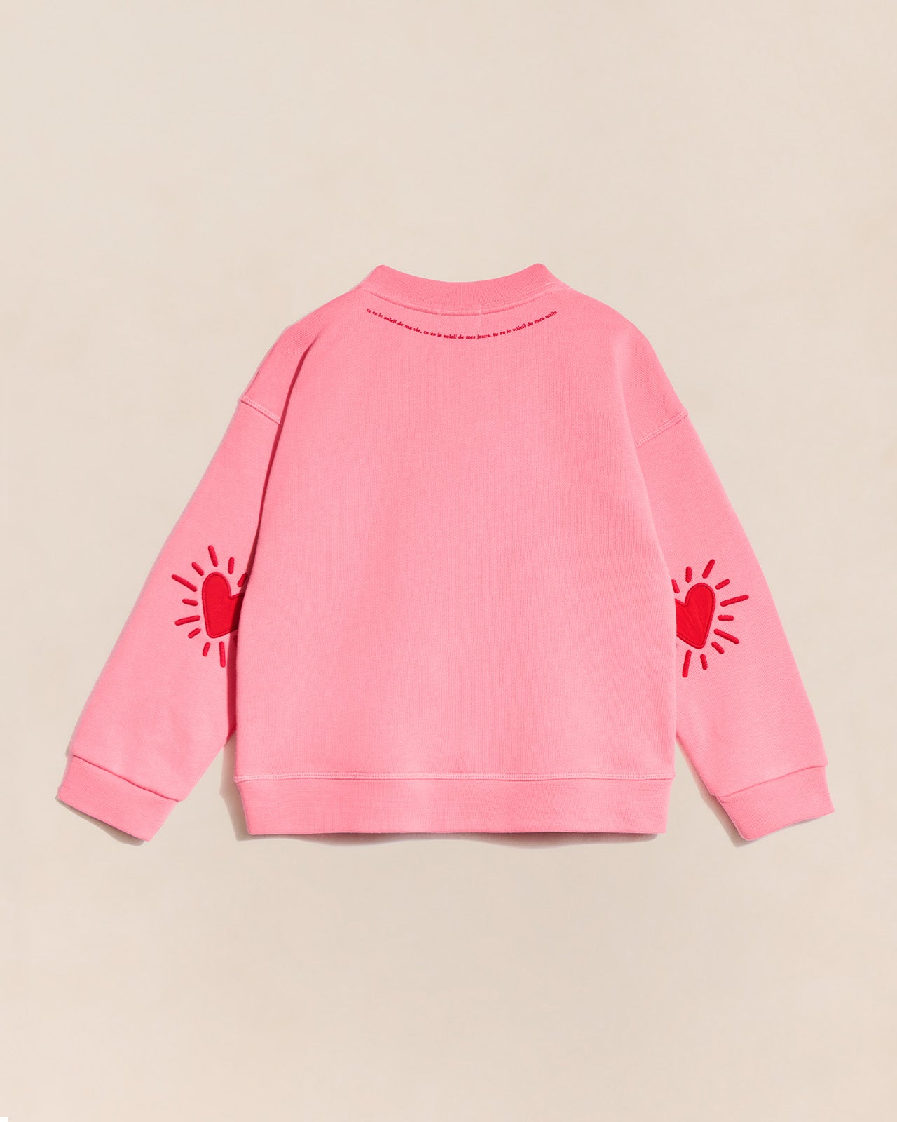 Le sweat Coeur solaire enfant avec coudières en coton bio - rose