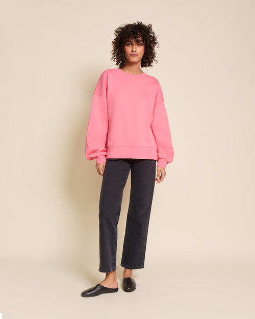 Le sweat Coeur solaire femme avec coudières en coton bio - rose - émoi émoi   - 2 