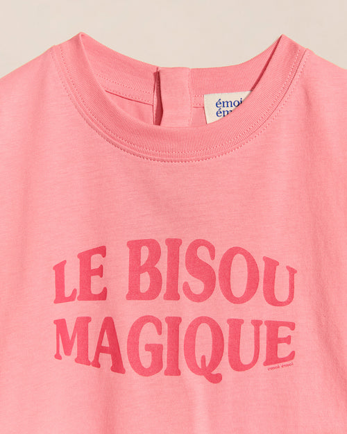 Le t-shirt Le bisou magique enfant en coton bio - framboise - émoi émoi   - 4 