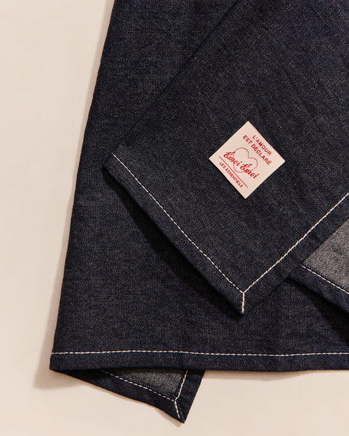 Le tablier brodé Petit chef - denim brut - émoi émoi   - 2 