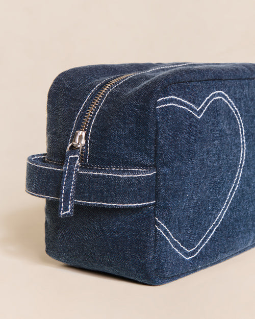 La trousse de toilette Coeur en denim - émoi émoi   - 3 