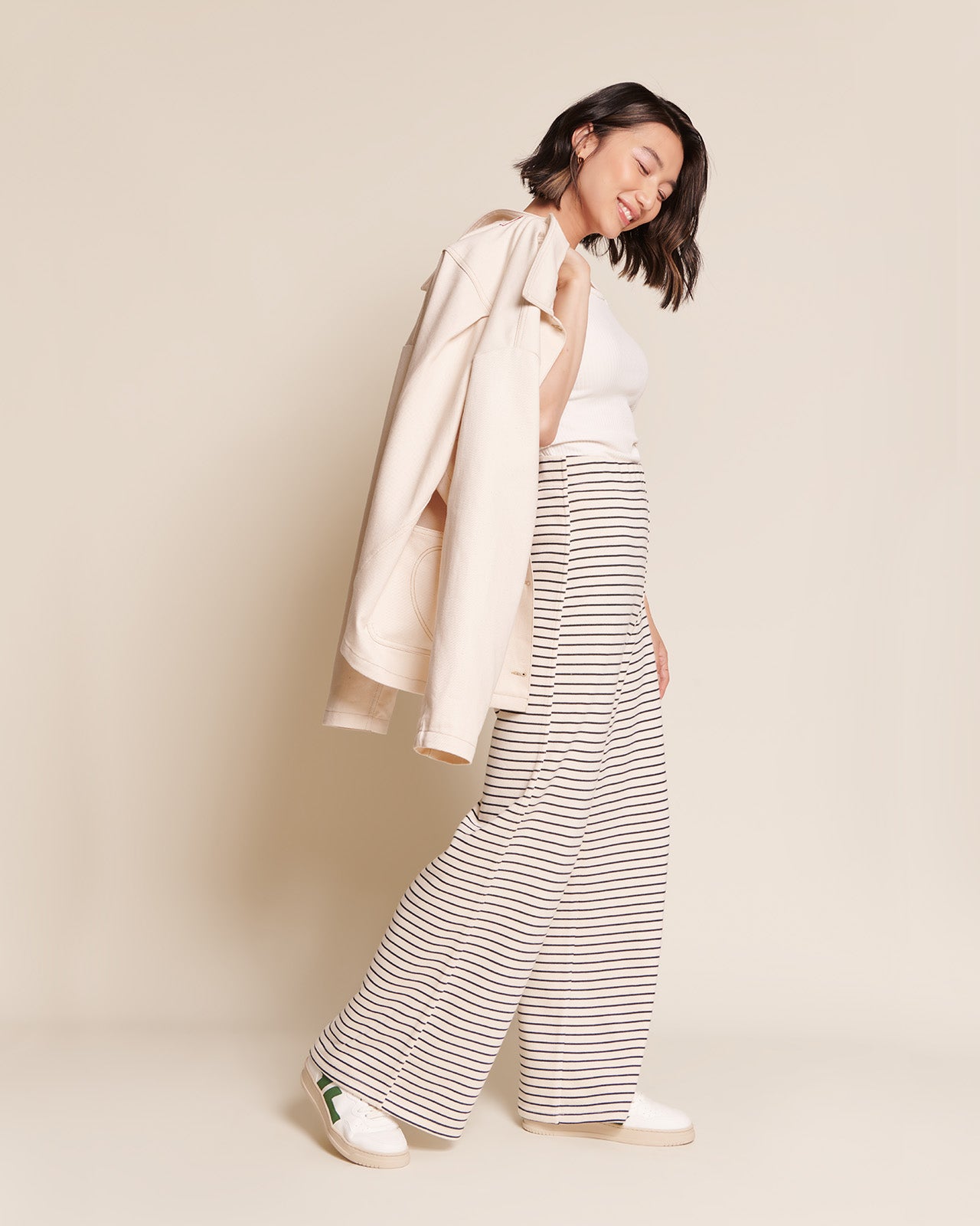 Le pantalon Pauline en coton bio - rayures