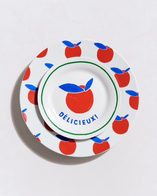 L'assiette Pommes all-over en porcelaine - 26 cm - émoi émoi   - 4 