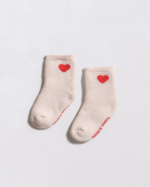 Les chaussettes bébé Coeur - crème - émoi émoi   - 1 