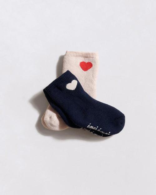 Les chaussettes bébé Coeur - crème - émoi émoi   - 4 