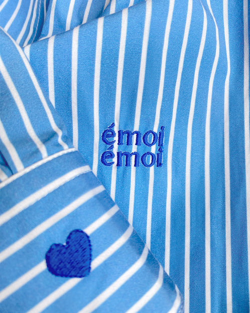 La chemise L'amour est déclaré en coton bio - rayures bleues - émoi émoi   - 2 