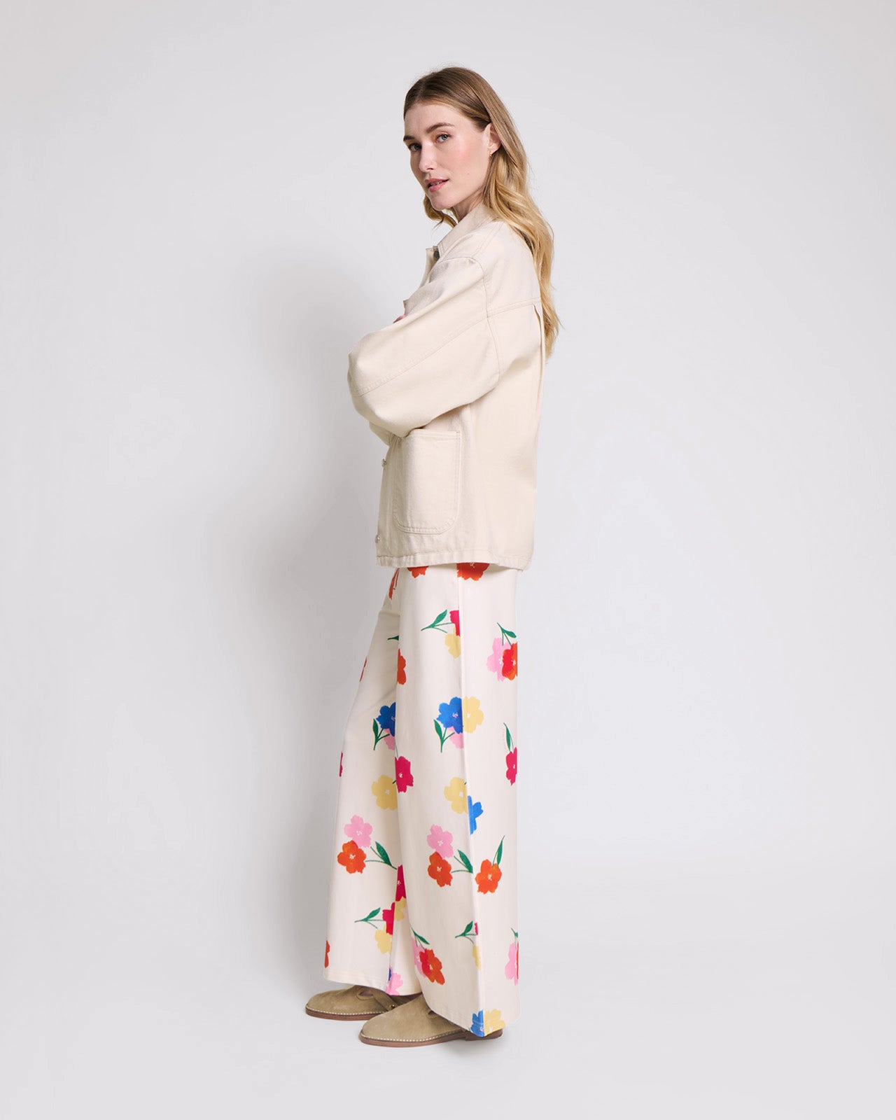 Le pantalon Pauline en coton bio - Anémones bouquet