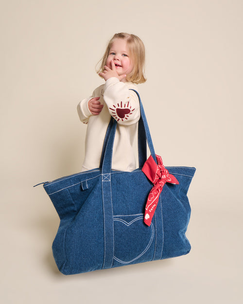 Le sweat Cœur solaire enfant avec coudières en coton bio - crème - émoi émoi   - 2 