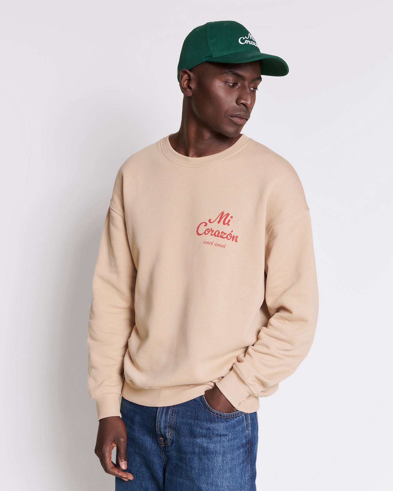 Le sweat Mi corazón adulte en coton bio - sable