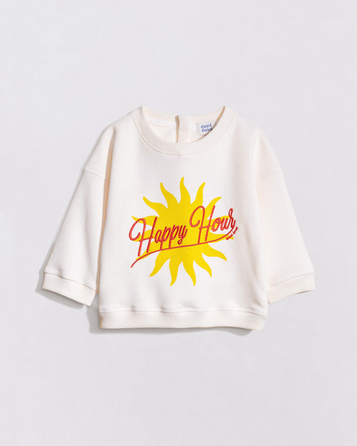 Le sweat Happy hour enfant en coton bio - crème - émoi émoi   - 4 