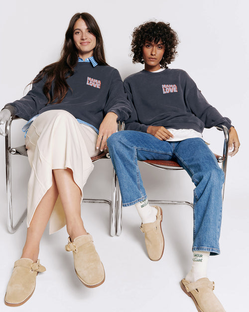 Le sweat Mama love en coton bio - garment dye stone washed - émoi émoi   - 1 
