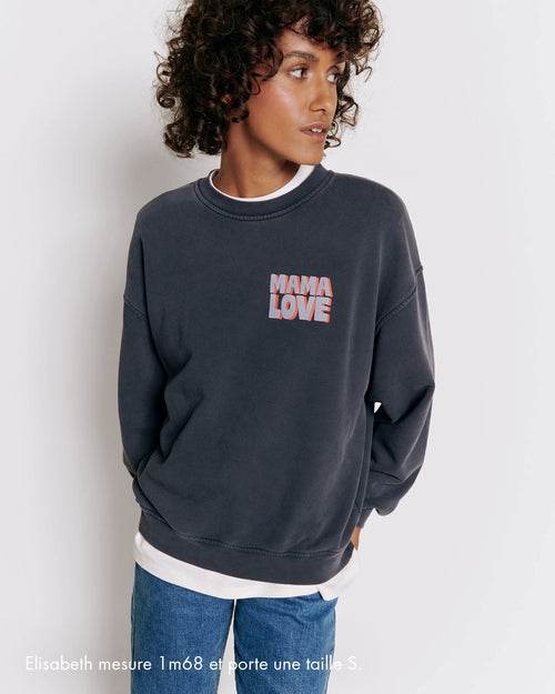 Le sweat Mama love en coton bio - garment dye stone washed - émoi émoi   - 2 