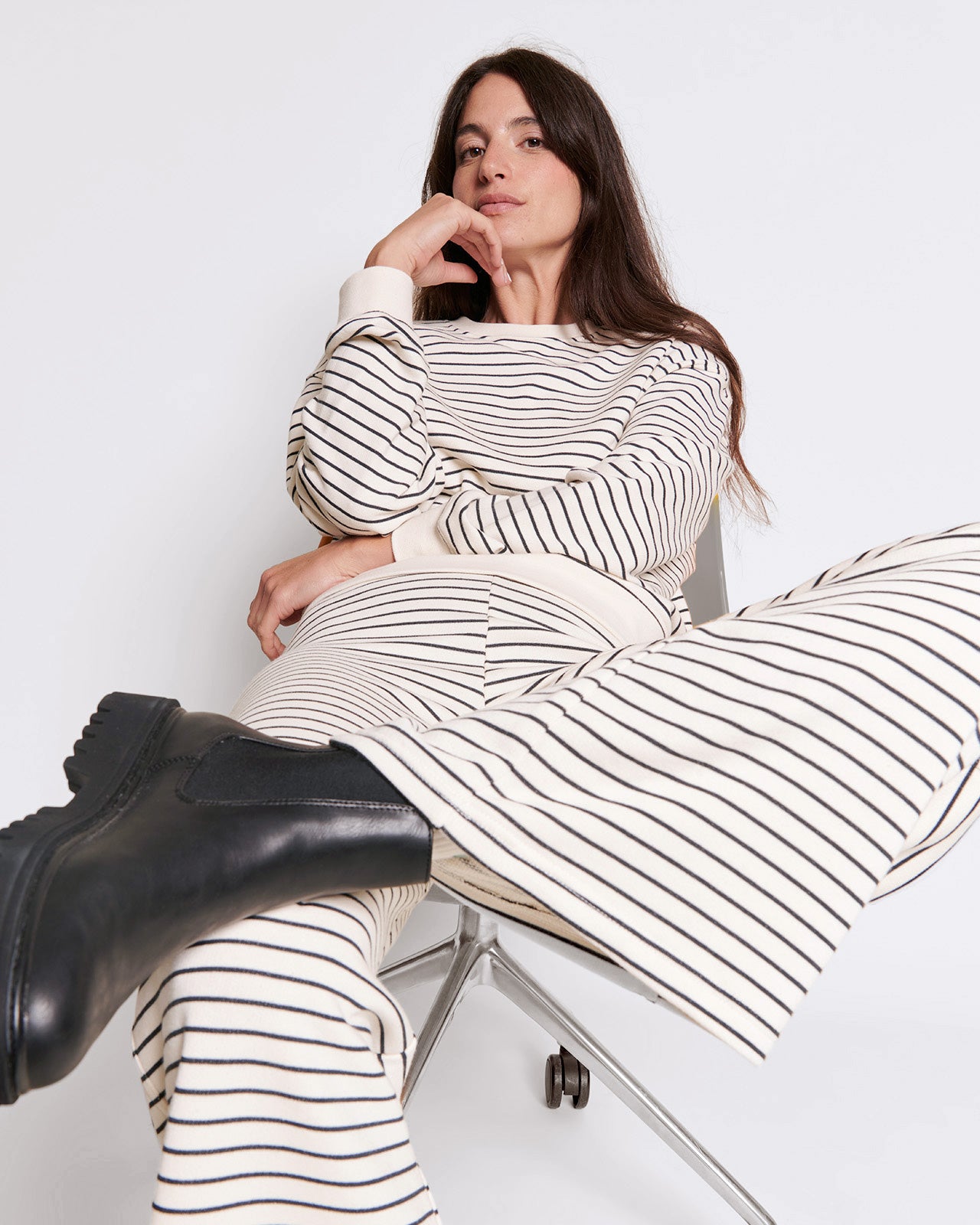 Le pantalon Pauline en coton bio - rayures