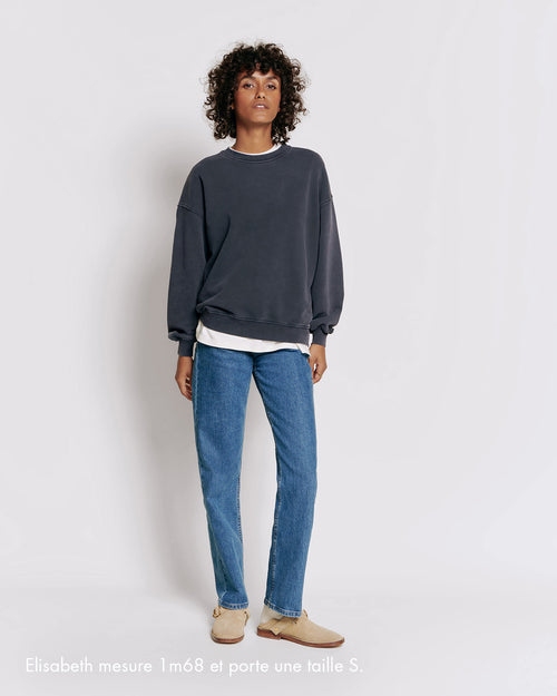 Le sweat Sky en coton bio - garment dye stone washed - émoi émoi   - 1 