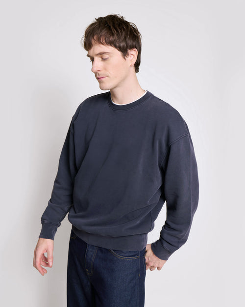 Le sweat Solal en coton bio - garment dye stone washed - émoi émoi   - 4 