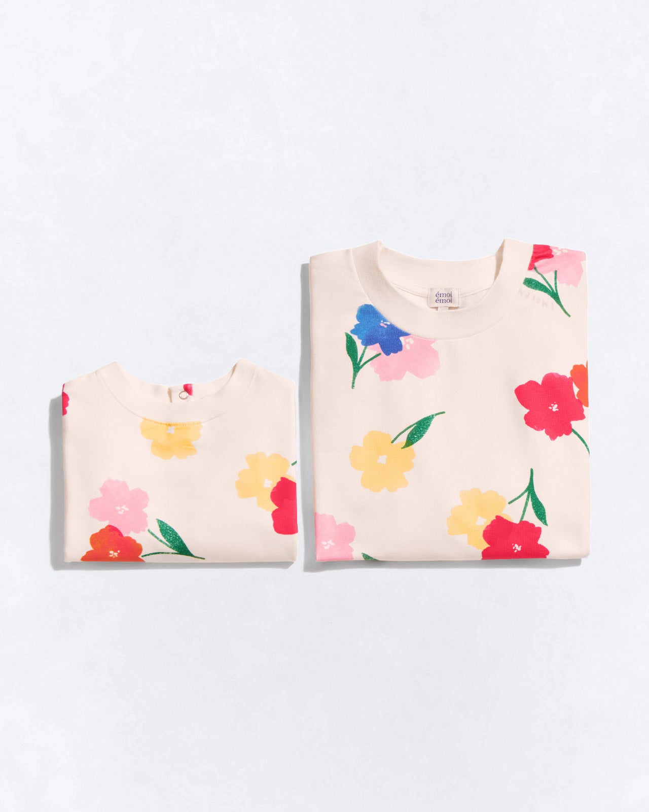 Le duo de sweats Anémones bouquet en coton bio - crème
