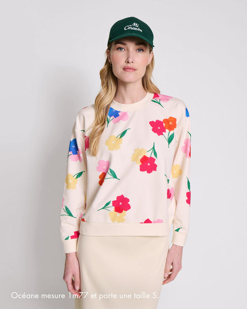Le sweat Swann en coton bio -  Anémones bouquet - émoi émoi   - 4 