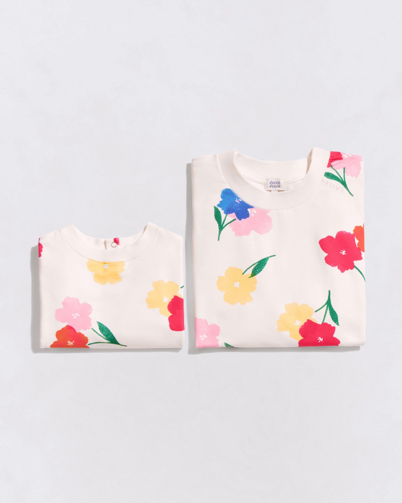 Le duo de sweats Anémones bouquet en coton bio - crème
