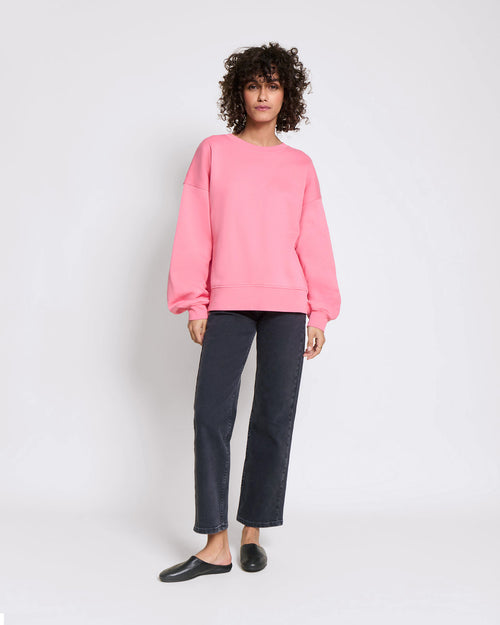 Le sweat Coeur solaire femme avec coudières en coton bio - rose - émoi émoi   - 2 
