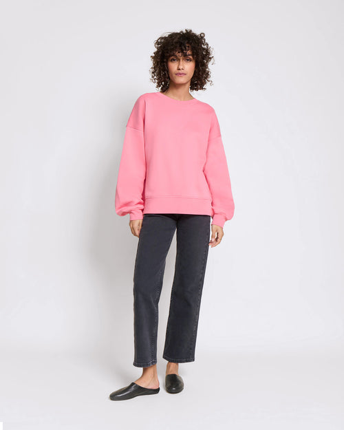 Le sweat Coeur solaire femme avec coudières en coton bio - rose - émoi émoi   - 2 