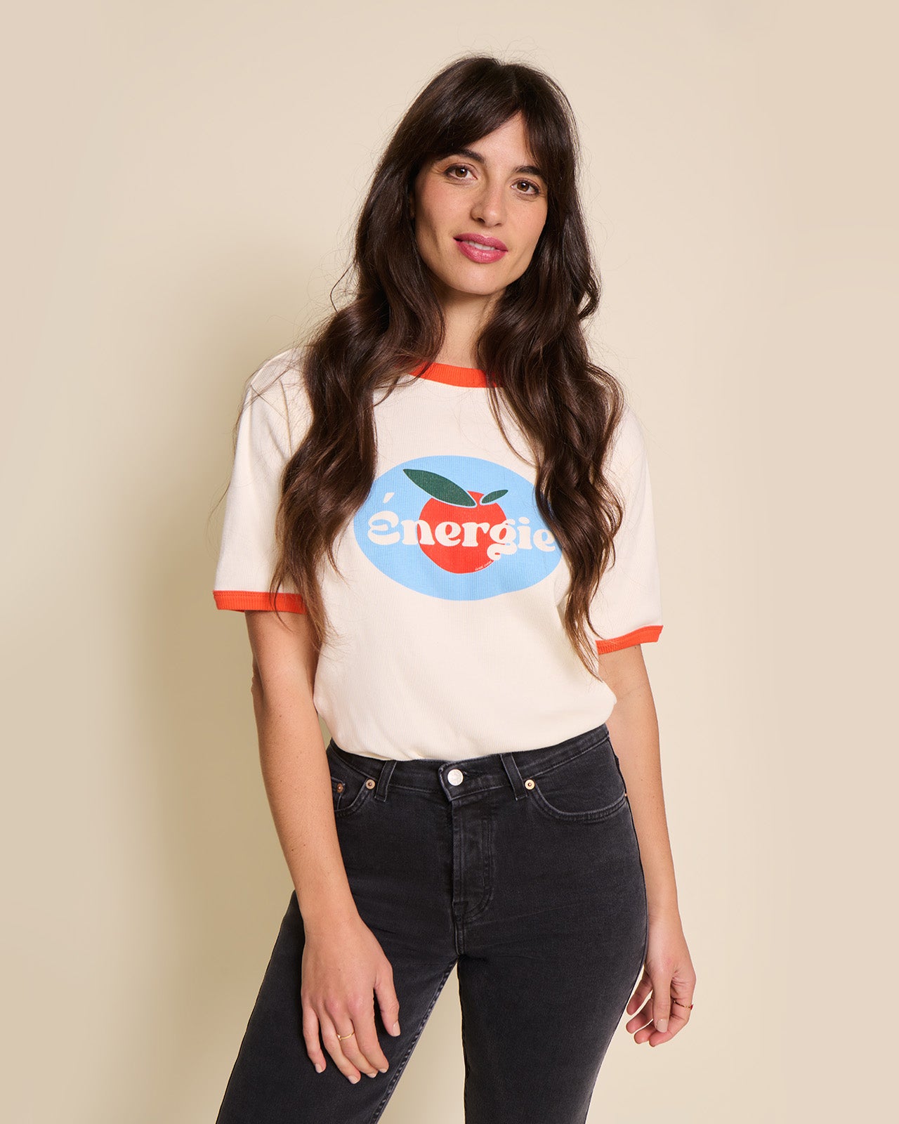 Le t-shirt Energie femme en coton bio côtelé - crème