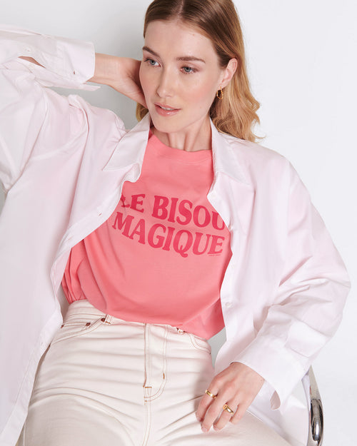 Le t-shirt Le bisou magique femme en coton bio - framboise - émoi émoi   - 2 