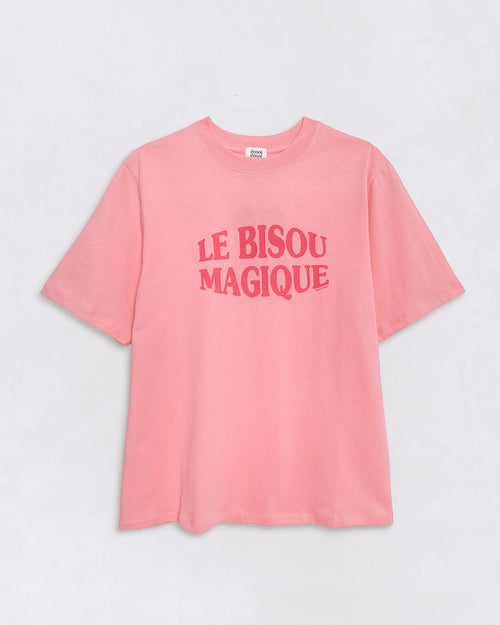 Le t-shirt Le bisou magique femme en coton bio - framboise - émoi émoi   - 4 
