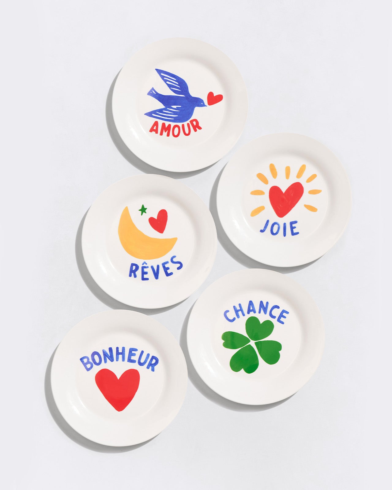 Le lot de 5 assiettes Meilleurs Voeux en porcelaine - 19 cm