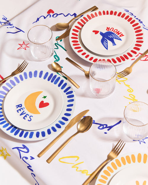 L'assiette Coeur bleu en porcelaine - 26 cm - émoi émoi   - 2 