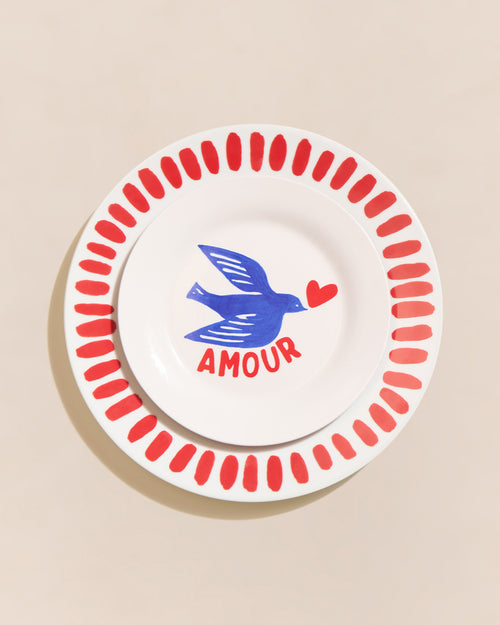 L'assiette Coeur rouge en porcelaine - 26 cm - émoi émoi   - 4 