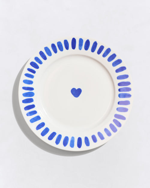 L'assiette Coeur bleu en porcelaine - 26 cm - émoi émoi   - 1 