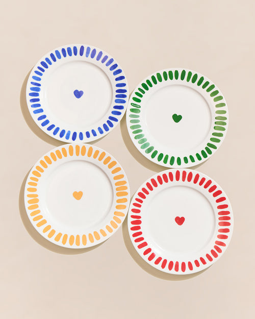 Le lot de 4 assiettes Coeurs en porcelaine - 26 cm - émoi émoi   - 1 