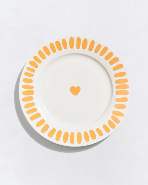 L'assiette Coeur jaune en porcelaine - 26 cm - émoi émoi   - 1 