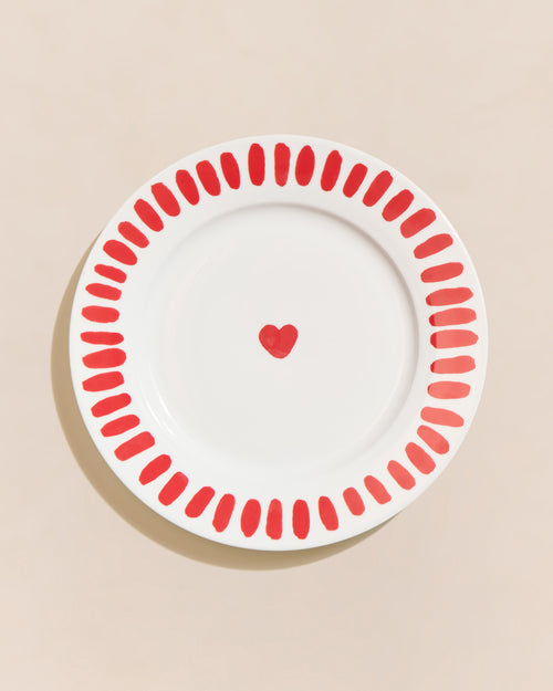 L'assiette Coeur rouge en porcelaine - 26 cm - émoi émoi   - 1 