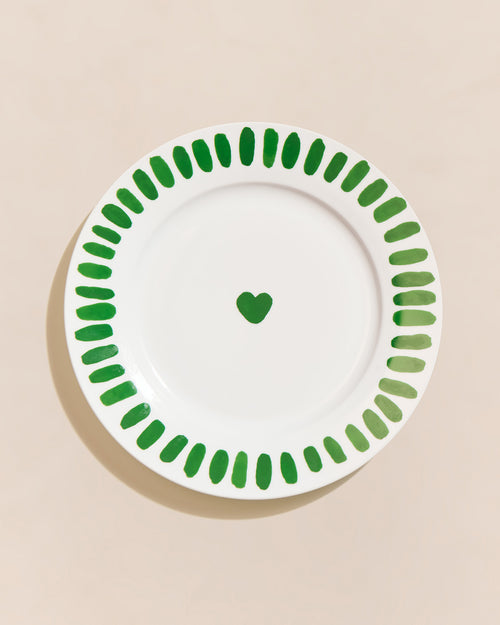 L'assiette Coeur vert en porcelaine - 26 cm - émoi émoi   - 1 