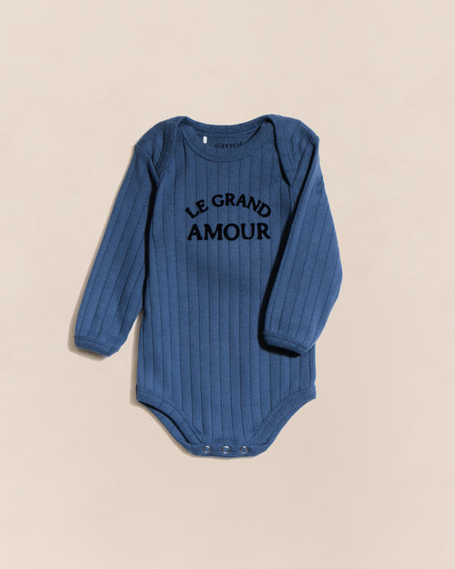 Le body Le grand amour en coton bio - bleu - émoi émoi   - 1 