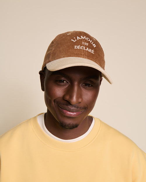 La casquette L'amour est déclaré en velours - cappuccino - émoi émoi   - 2 