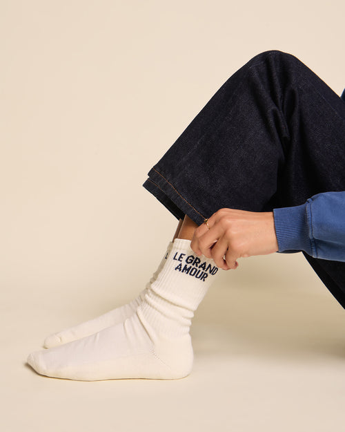 Les chaussettes Le grand amour - crème - émoi émoi   - 2 