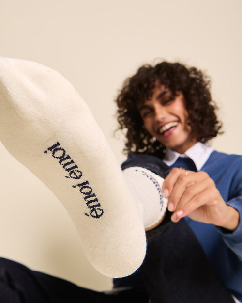 Les chaussettes Le grand amour - crème - émoi émoi   - 4 