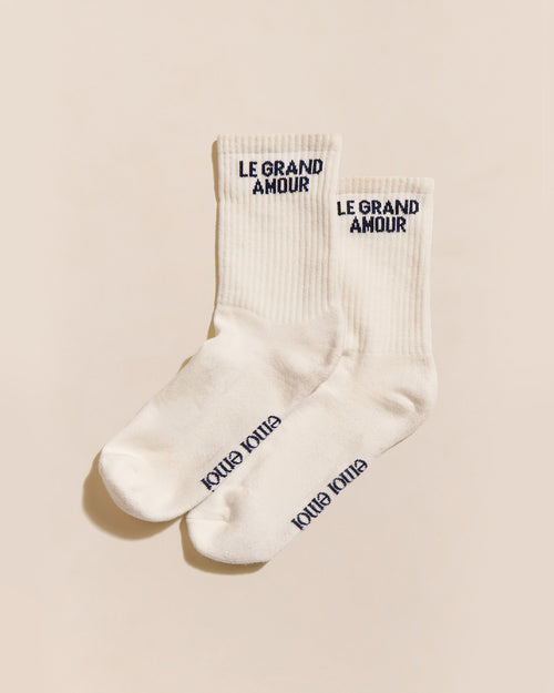 Les chaussettes Le grand amour - crème - émoi émoi   - 1 