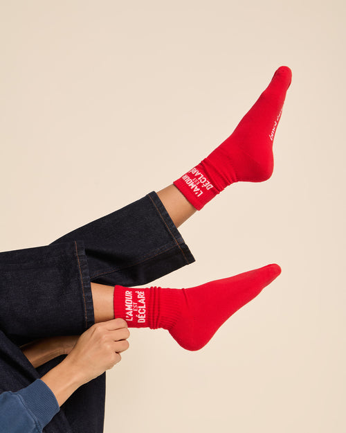 Les chaussettes L'amour est déclaré - rouge - émoi émoi   - 2 