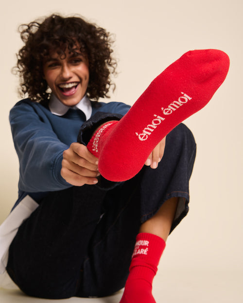 Les chaussettes L'amour est déclaré - rouge - émoi émoi   - 4 