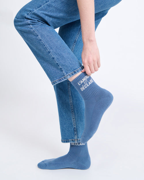 Les chaussettes L'amour est déclaré - bleu lac - émoi émoi   - 2 