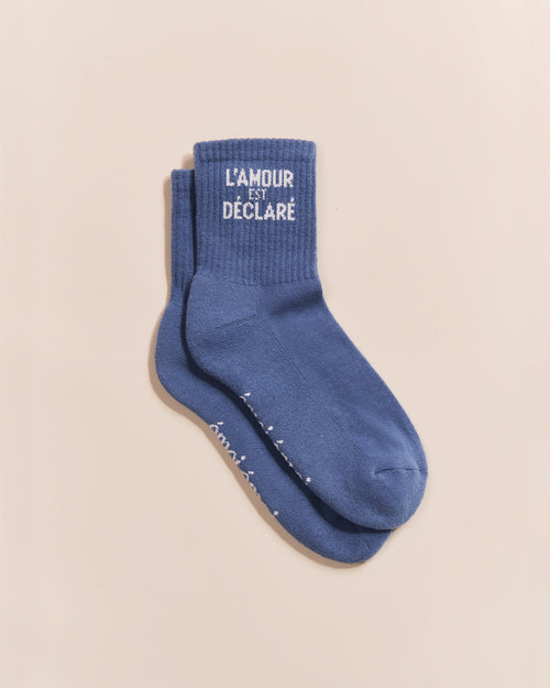 Les chaussettes L'amour est déclaré - bleu lac - émoi émoi   - 1 