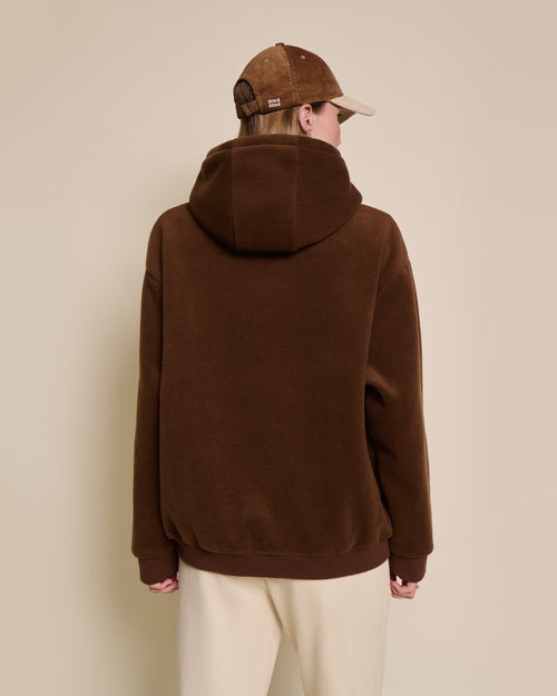 Le hoodie We are family adulte en polaire recyclée - chocolat - émoi émoi   - 4 